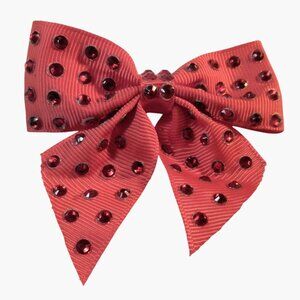 Red Rhinestone Studded Bow Hair Clip Girls Christmas